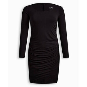 NEW TORRID Dress Ruched Gathers Plus Size 3X Cinched Bodycon Super‎ Soft Black.